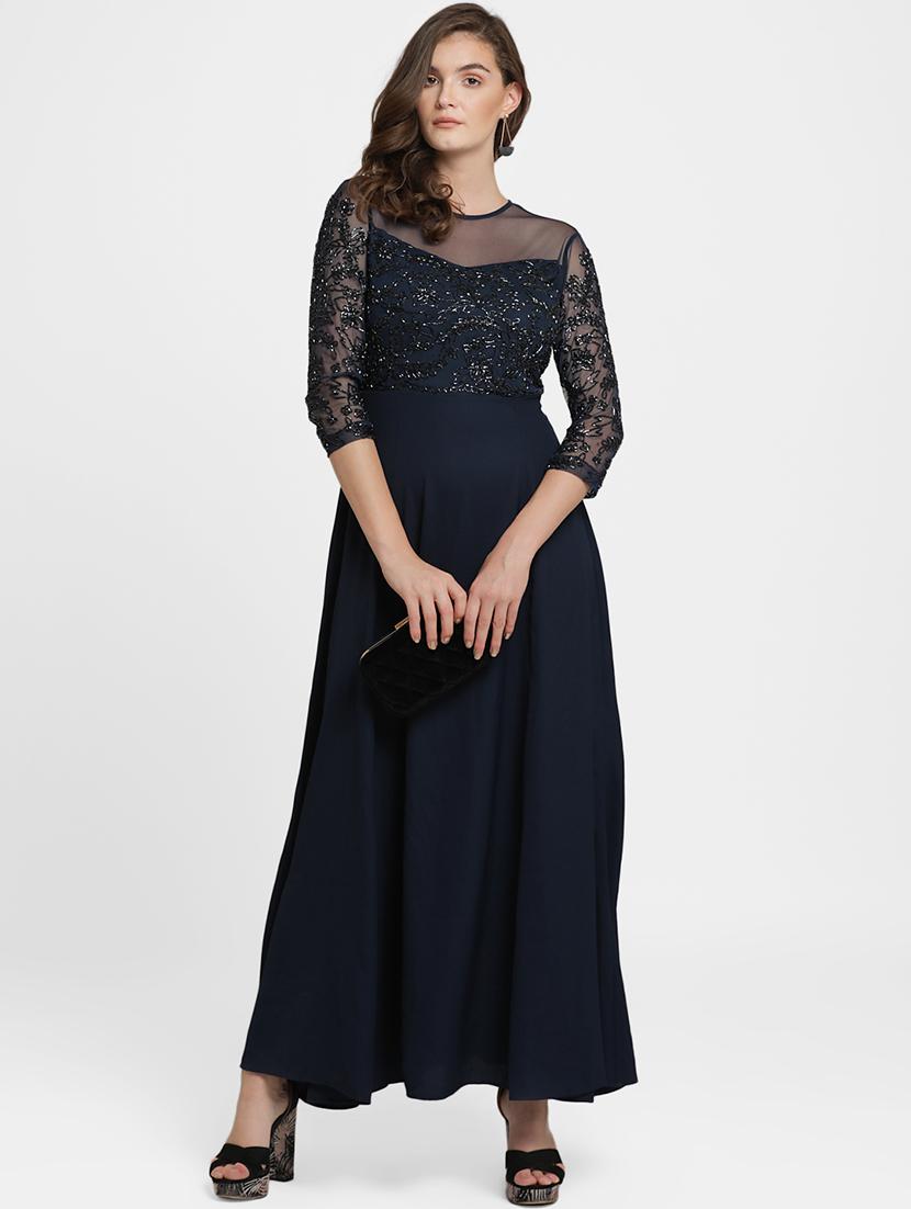 mesh panel embellished gown - 16237258 - Zoom Image - 4