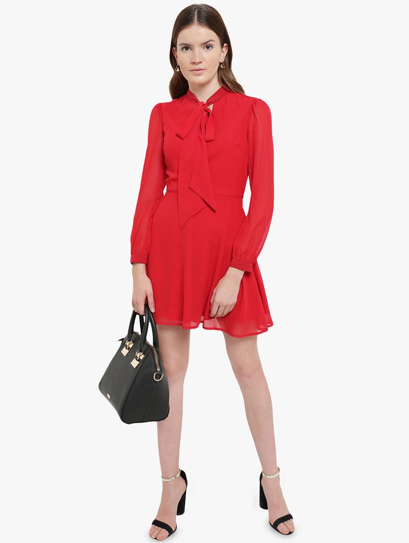 tie knot neck a-line dress - 16237304 - Zoom Image - 4