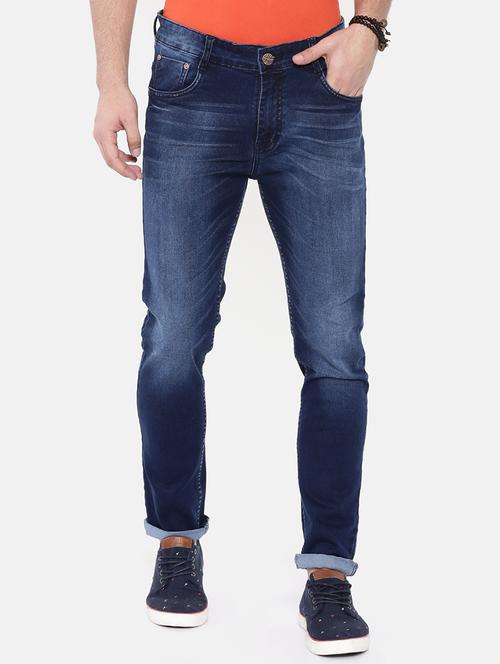 blue cotton blend heavy washed jeans - 16237516 - Standard Image - 1