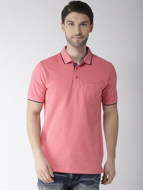 pink solid polo tshirt - 16238156 - Standard Image - 1