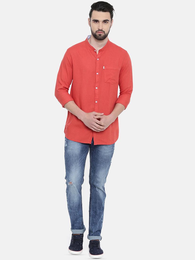 red solid casual shirt - 16238383 - Zoom Image - 4