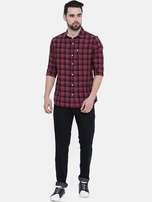maroon checkered casual shirt - 16238414 - Standard Image - 4