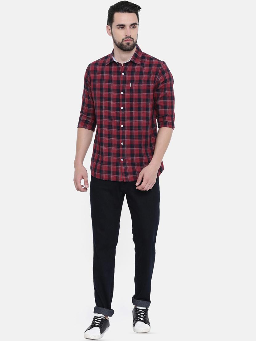 maroon checkered casual shirt - 16238414 - Zoom Image - 4