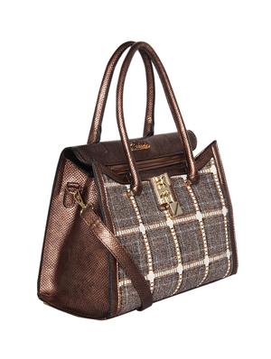 gold leatherette (pu) regular handbag - 16238477 - Standard Image - 4