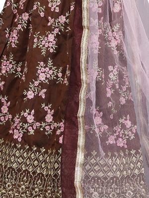 floral embroidered flared lehenga - 16239113 - Standard Image - 4