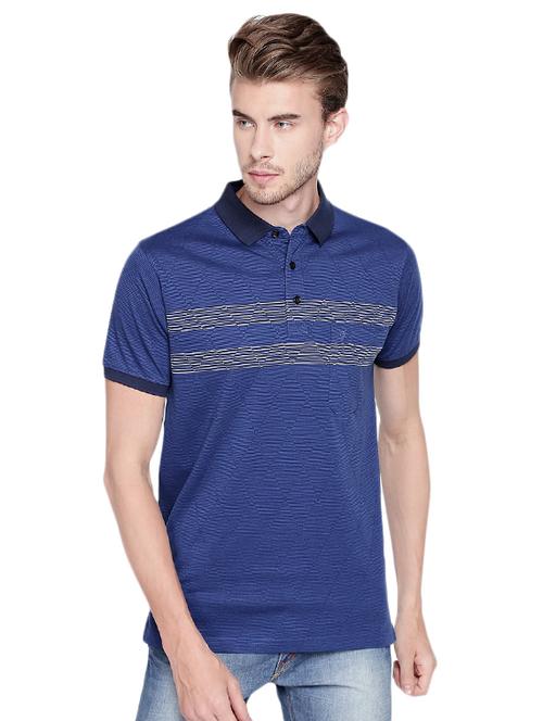 blue self design polo tshirt - 16239626 - Very Small Image - 1