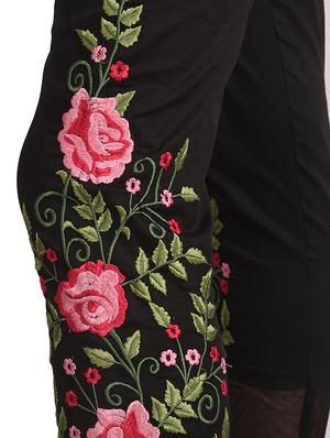black cotton straight tapered pant - 16239808 - Standard Image - 4