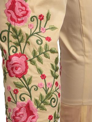 beige cotton straight tapered pant - 16239810 - Standard Image - 4