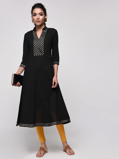 gota work flared kurta - 16239838 - Standard Image - 1
