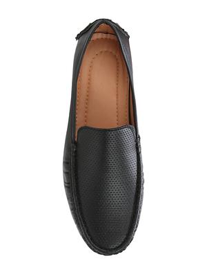 black leatherette slip on loafers - 16240804 - Standard Image - 4