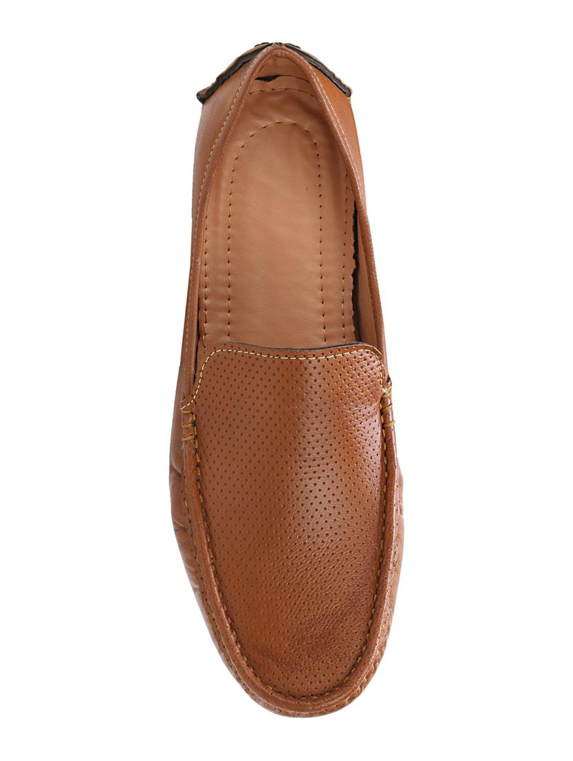 tan leatherette slip on loafers - 16240805 - Zoom Image - 4