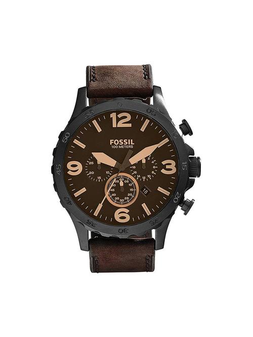 Fossil JR1487 Nate Chronograph Brown Dial Brown Leather Men's Watch - 16240909 - Very Small Image - 1
