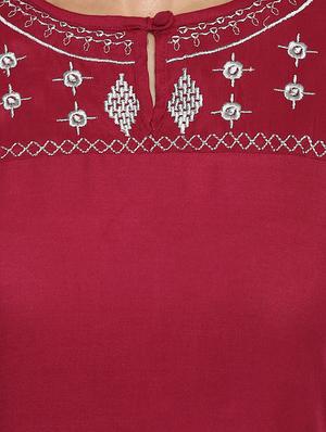 Embroidered bell sleeved straight kurta - 16241333 - Standard Image - 4