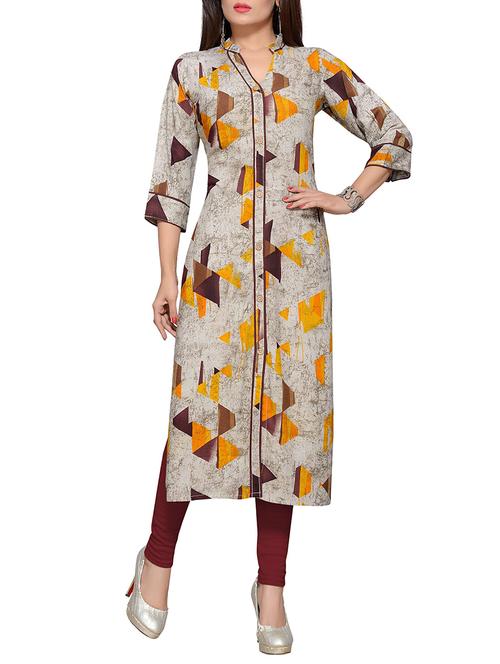 geometrical printed straight kurta - 16241435 - Standard Image - 1