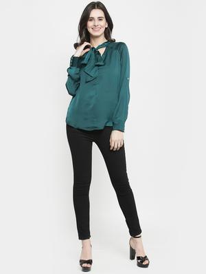 raglan sleeved tie knot neck top - 16241739 - Standard Image - 4