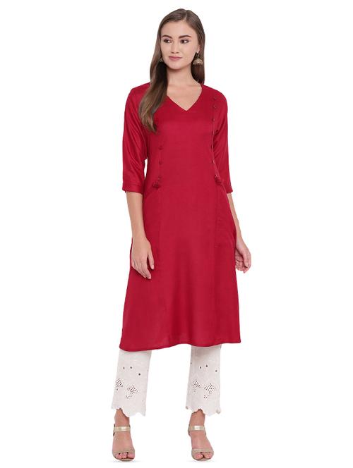 Solid a-line kurta - 16244135 - Standard Image - 1