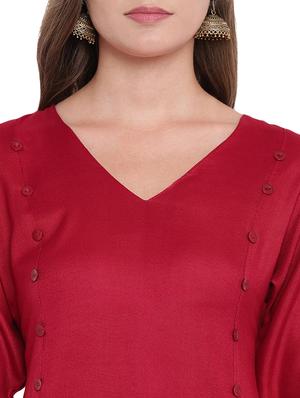 Solid a-line kurta - 16244135 - Standard Image - 4