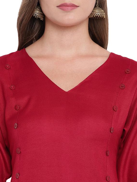 Solid a-line kurta - 16244135 - Zoom Image - 4