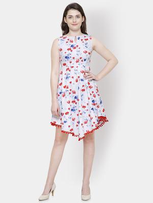 tassel hem floral asymmetric dress - 16245235 - Standard Image - 4