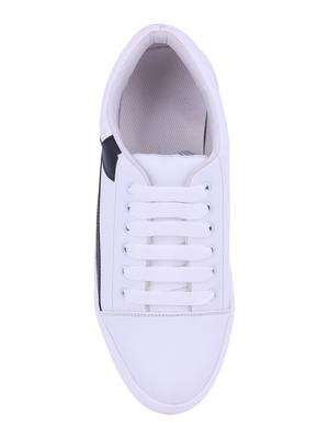 white leatherette lace up sneakers - 16245259 - Standard Image - 4