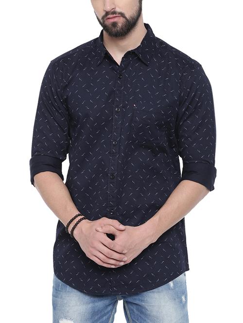 navy blue printed casual shirt - 16245488 - Standard Image - 1