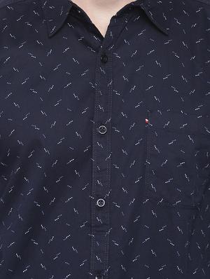 navy blue printed casual shirt - 16245488 - Standard Image - 4