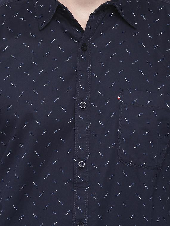 navy blue printed casual shirt - 16245488 - Zoom Image - 4