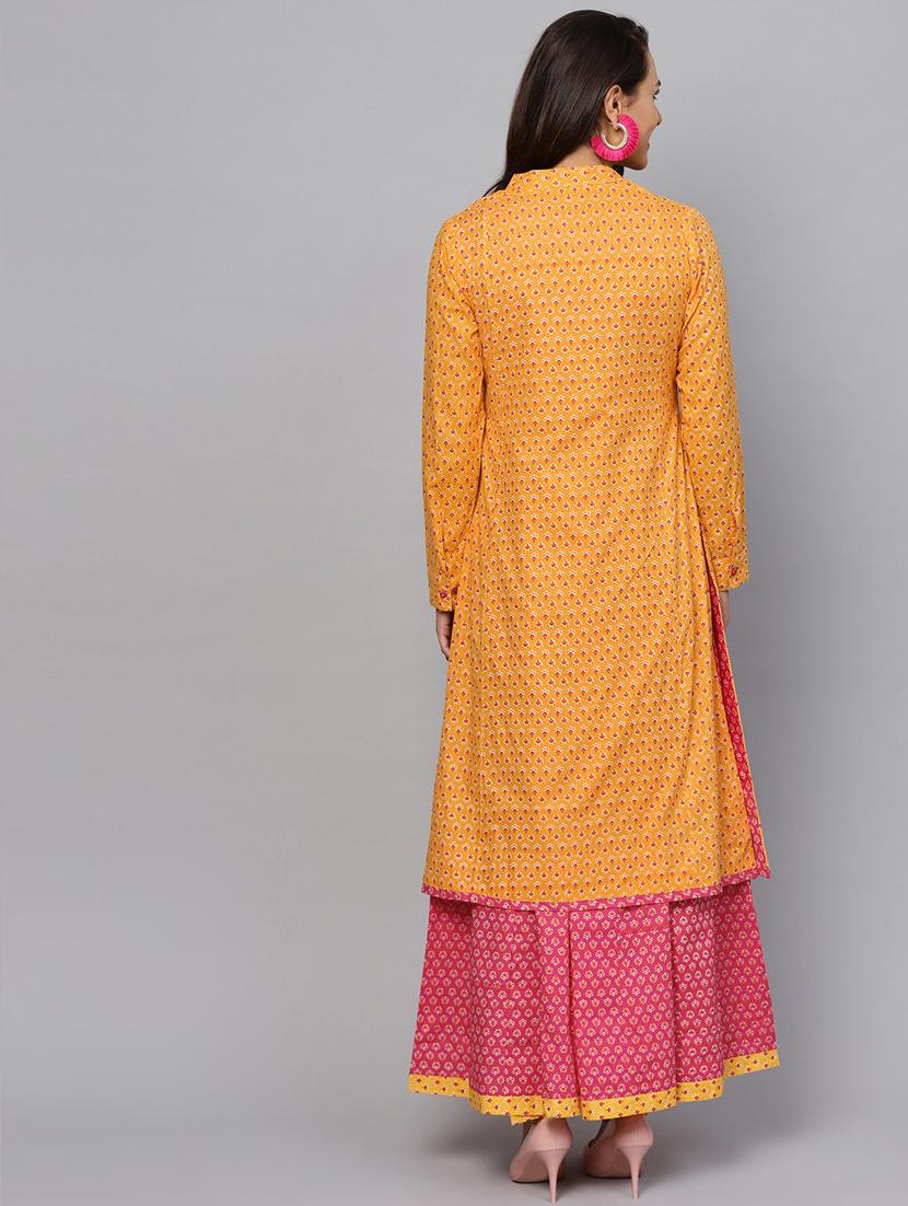 printed anarkali kurta with jacket - 16245546 - Zoom Image - 4