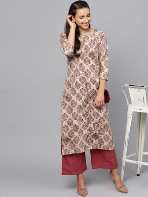 block printed straight kurta - 16245550 - Standard Image - 4