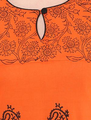 block printed straight kurta - 16245573 - Standard Image - 4