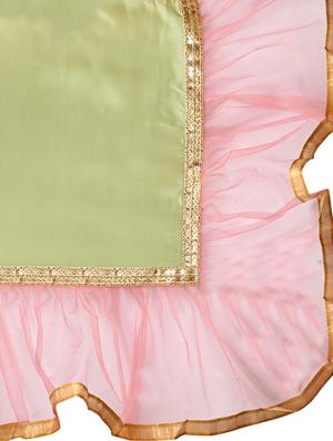 Ruffle bordered fusion saree with blouse - 16245611 - Standard Image - 4
