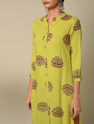 ethnic motifs printed straight kurta - 16245950 - Standard Image - 4
