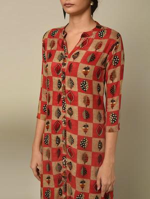 checkered printed straight kurta - 16245965 - Standard Image - 4
