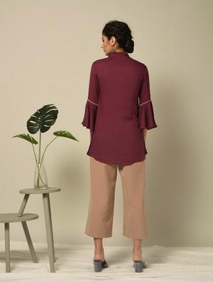 solid a-line kurti - 16245975 - Standard Image - 4