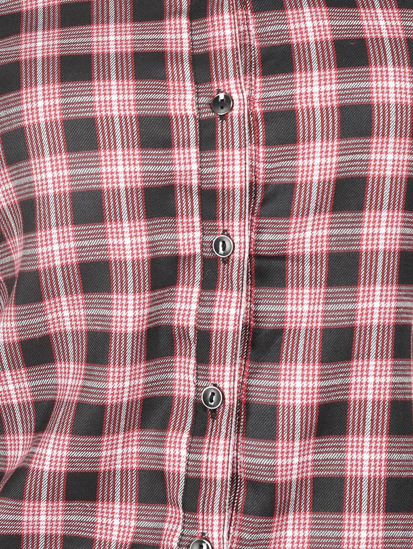 round hem checkered shirt - 16246372 - Zoom Image - 4