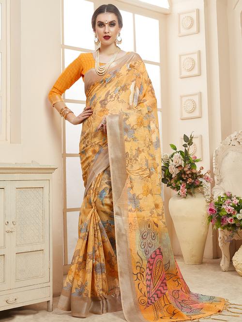 Floral printed saree with blouse - 16248444 - Standard Image - 1
