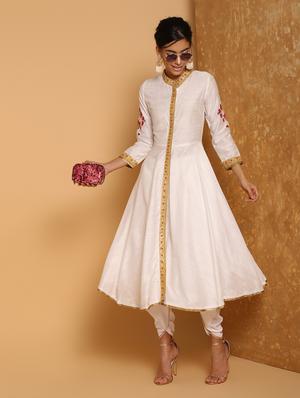 embroidered high slit kurta - 16248860 - Standard Image - 4