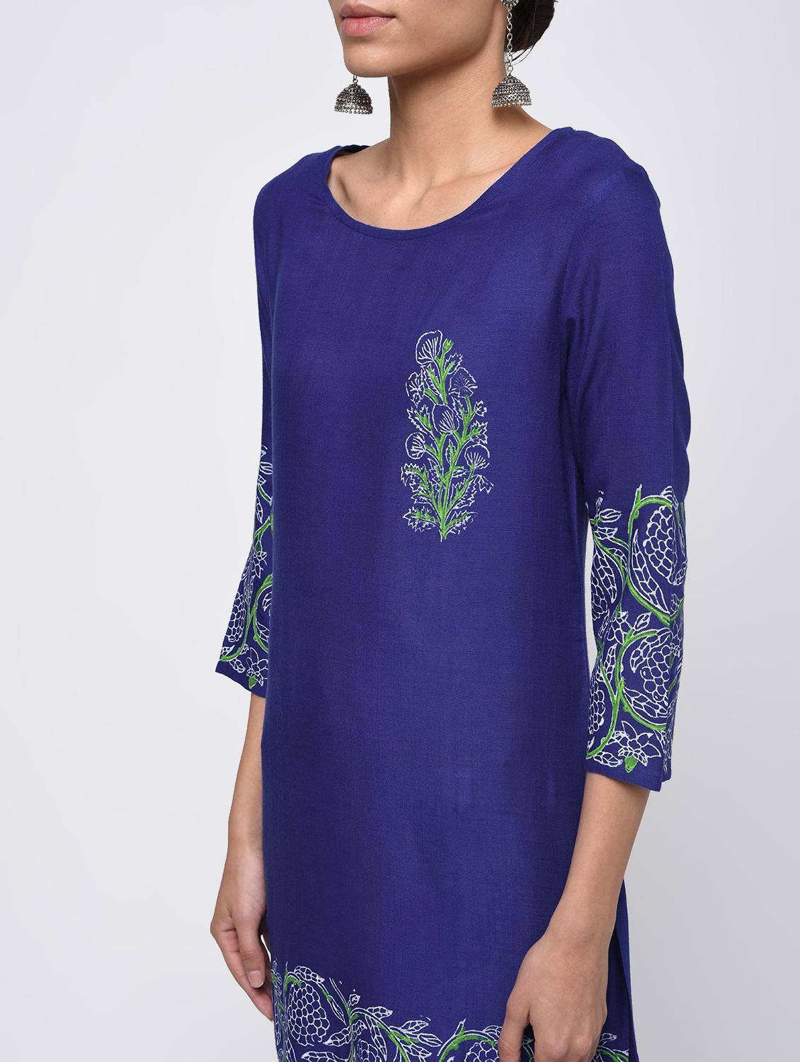 Block print straight kurta - 16249534 - Zoom Image - 4