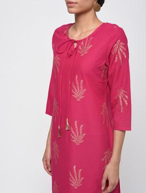 Block print straight kurta - 16249549 - Standard Image - 4