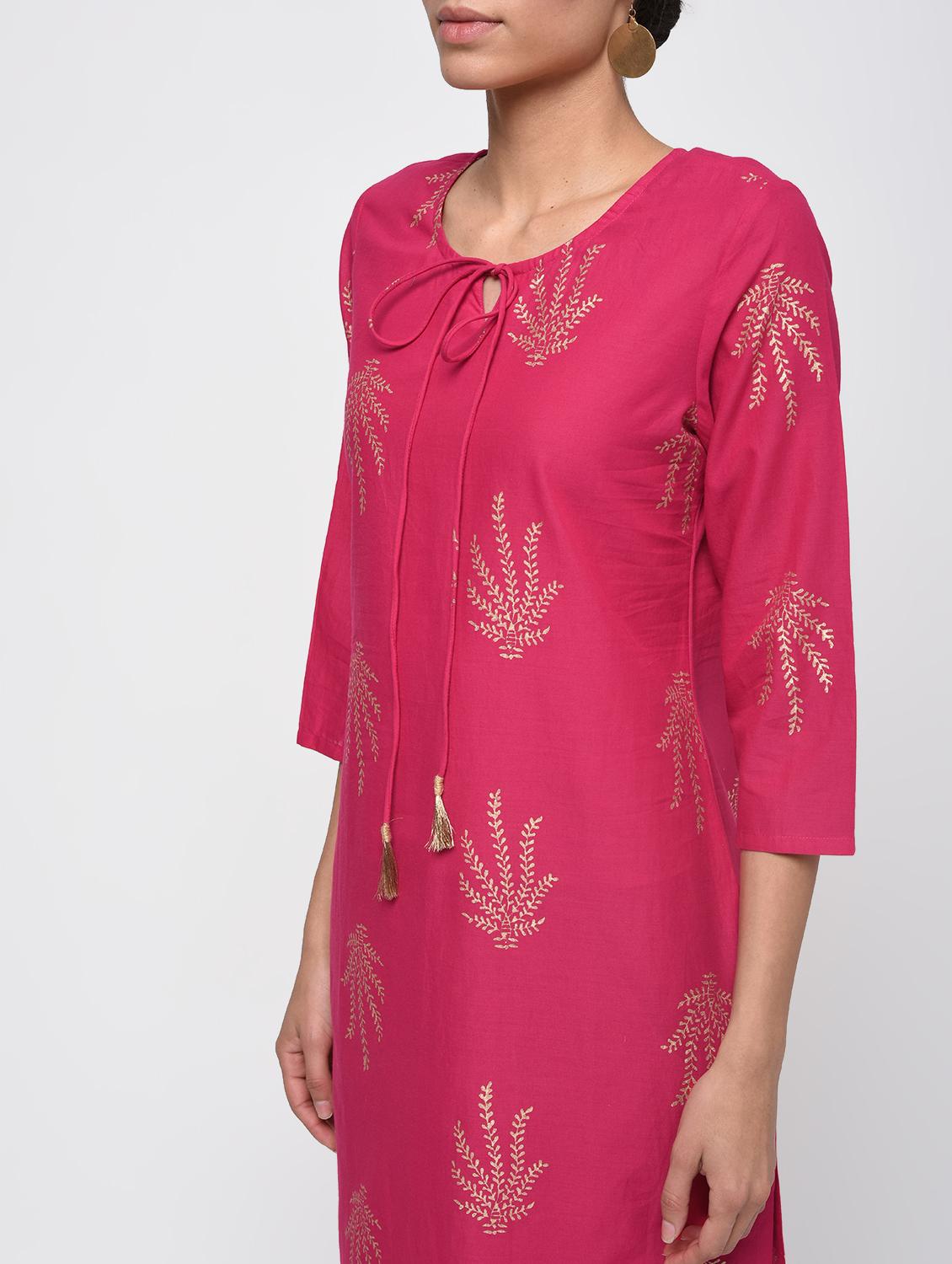 Block print straight kurta - 16249549 - Zoom Image - 4