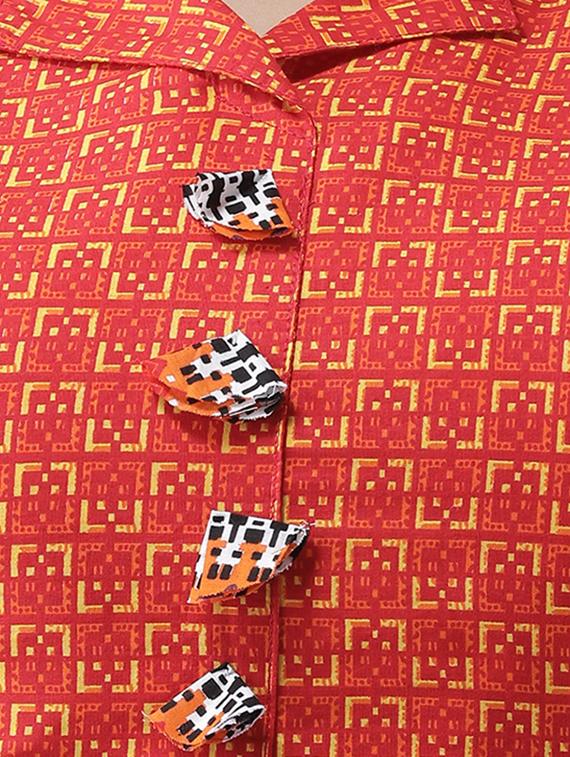 geometrical printed a-line kurta - 16250240 - Zoom Image - 4