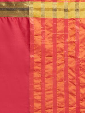 Contrast bordered saree with blouse - 16251915 - Standard Image - 4