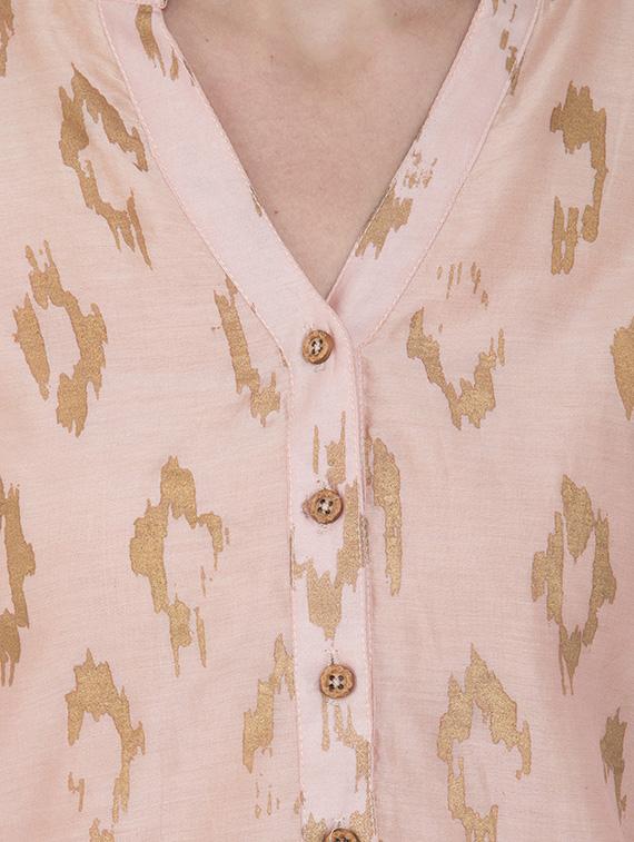 foil printed straight kurta - 16252377 - Zoom Image - 4