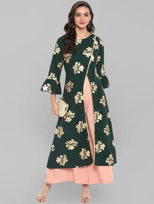 foil printed kurta palazzo set - 16253267 - Standard Image - 4