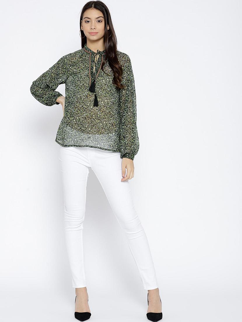 tie up neck peasant top - 16254518 - Zoom Image - 4