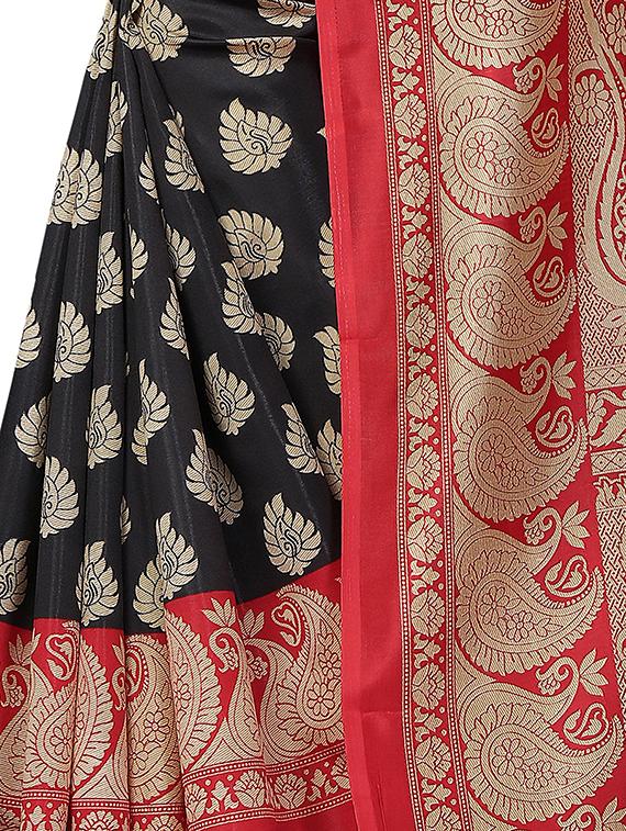 half & half printed saree with blouse - 16256025 - Zoom Image - 4