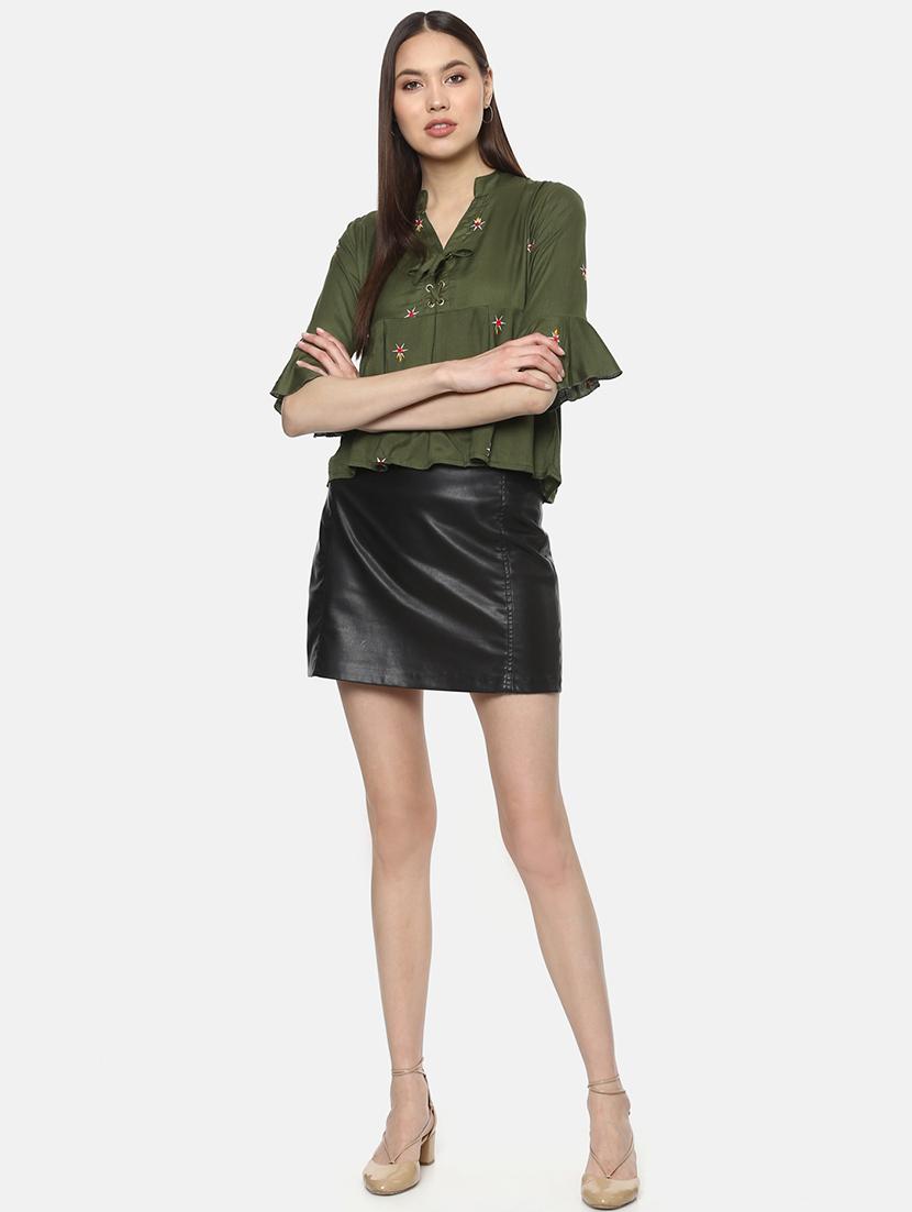 tie knot neck embroidered top - 16256412 - Zoom Image - 4