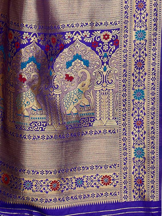 contrast zari border woven saree with blouse - 16256568 - Zoom Image - 4