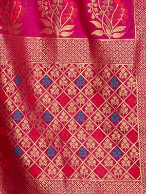 contrast zari border woven saree with blouse - 16256585 - Standard Image - 4