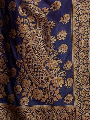 contrast zari border woven saree with blouse - 16256587 - Standard Image - 4